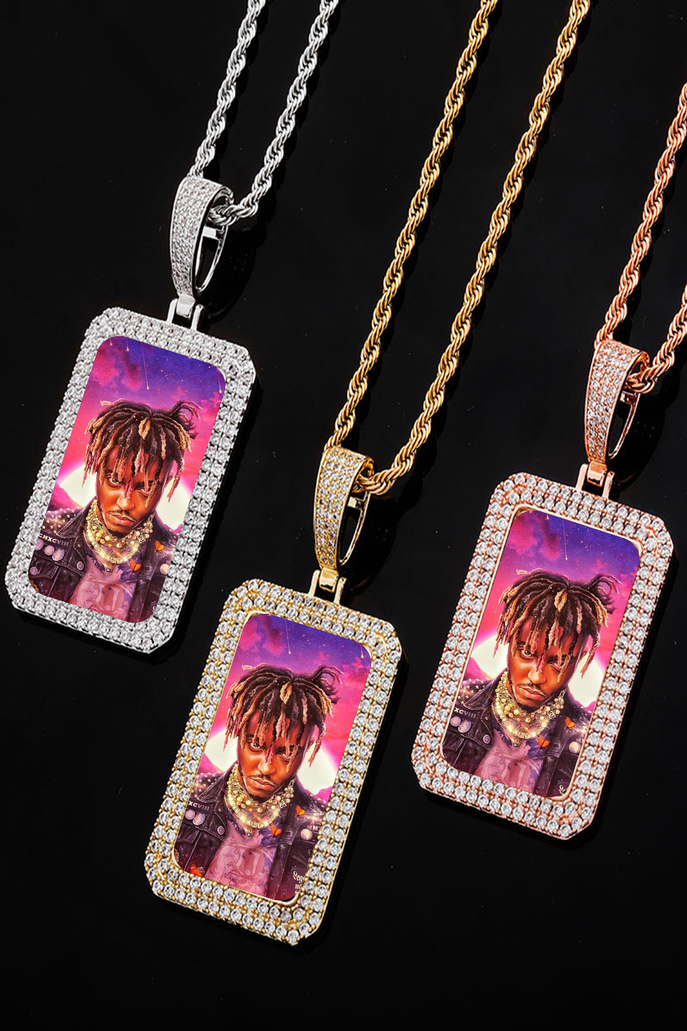 Juice WRLD Double Row Zirconia Square Hip Hop Necklace