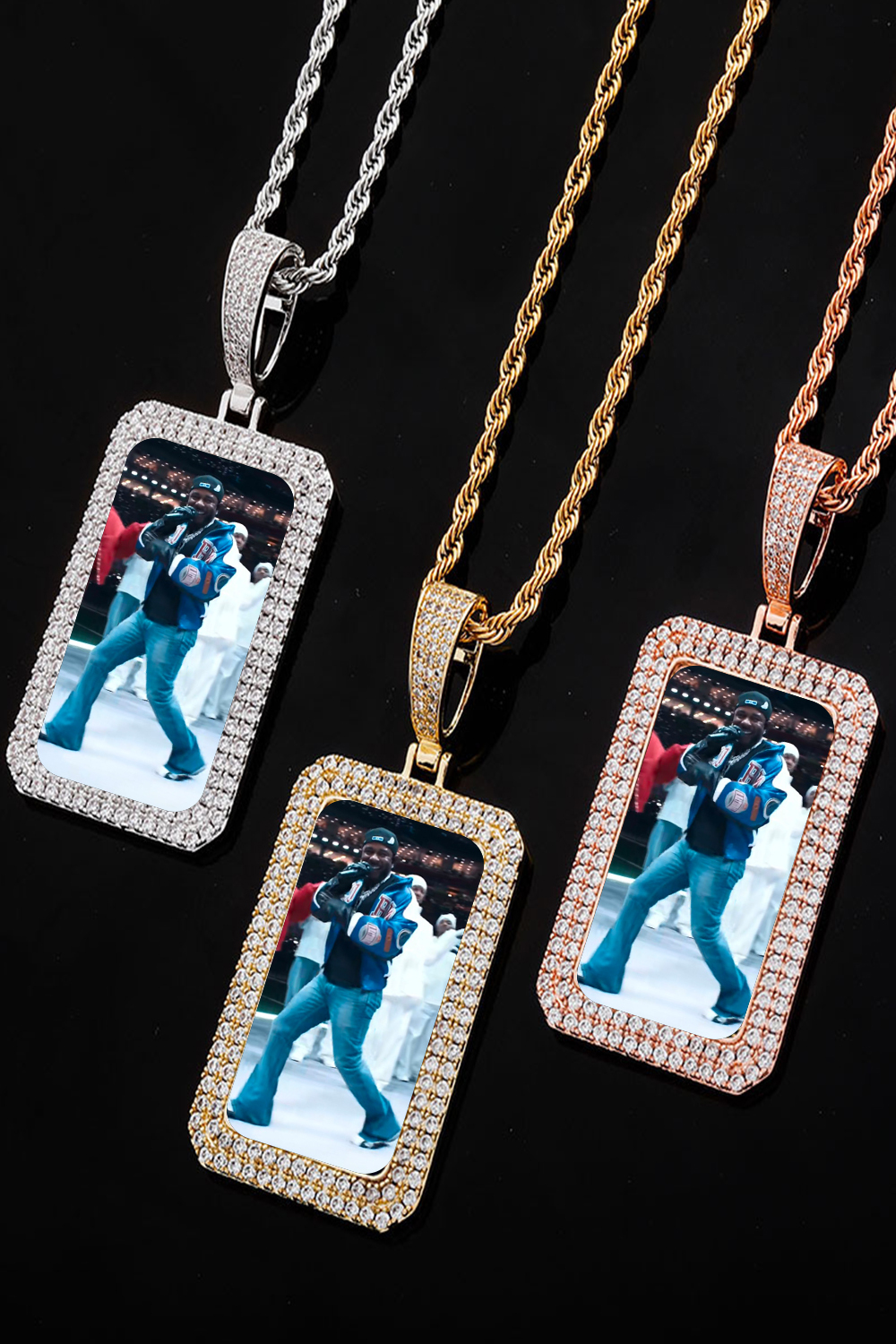 Kendrick Lamar1 Double Row Zirconia Square Hip Hop Necklace