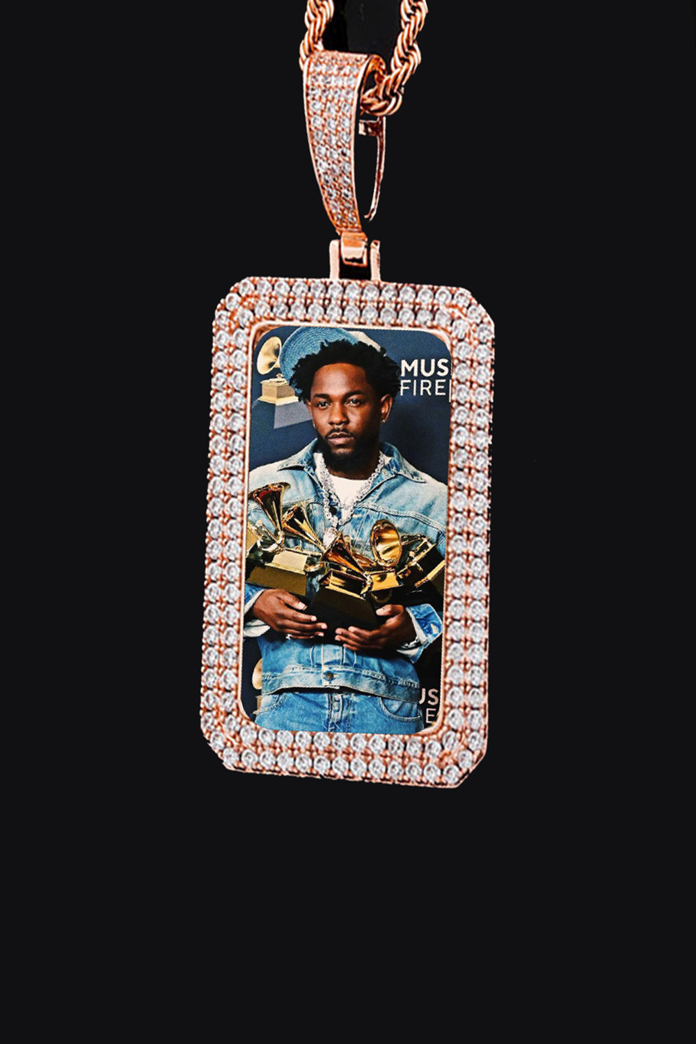 Kendrick Lamar Double Row Zirconia Square Hip Hop Necklace