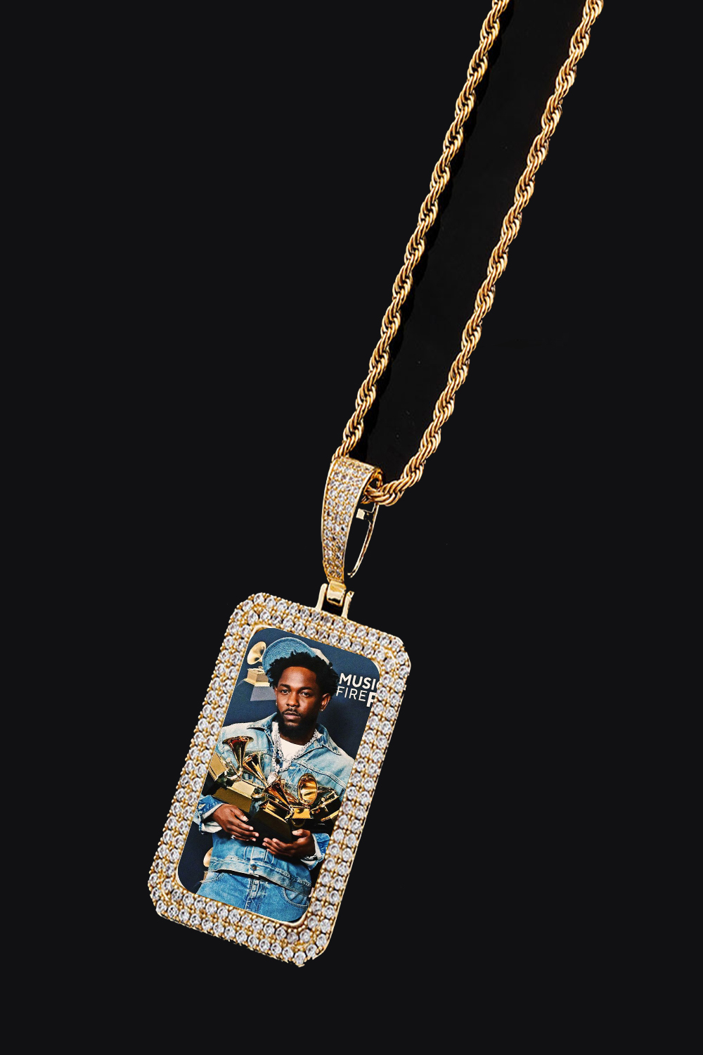Kendrick Lamar Double Row Zirconia Square Hip Hop Necklace