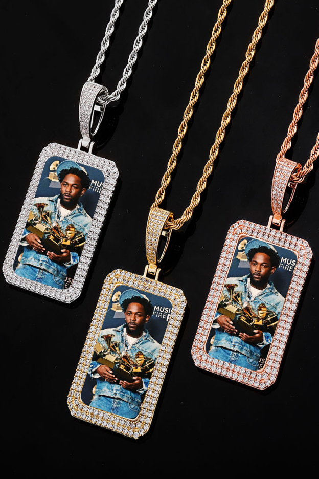 Kendrick Lamar Double Row Zirconia Square Hip Hop Necklace