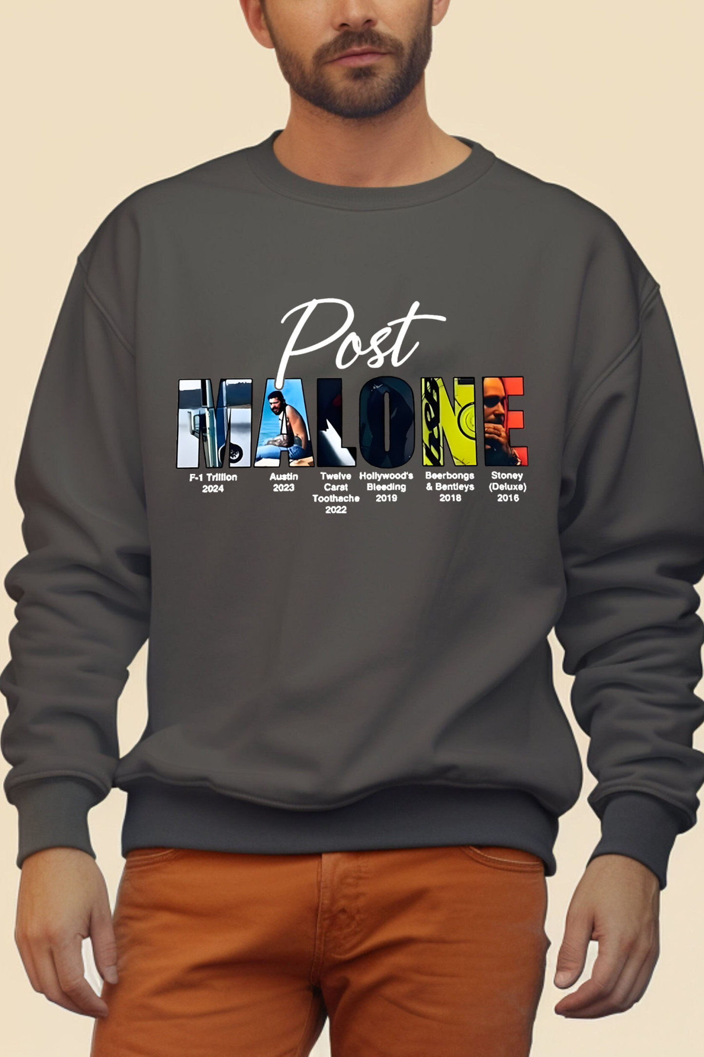 Retro post malone shirt vintage 90s style sweatshirt-Men