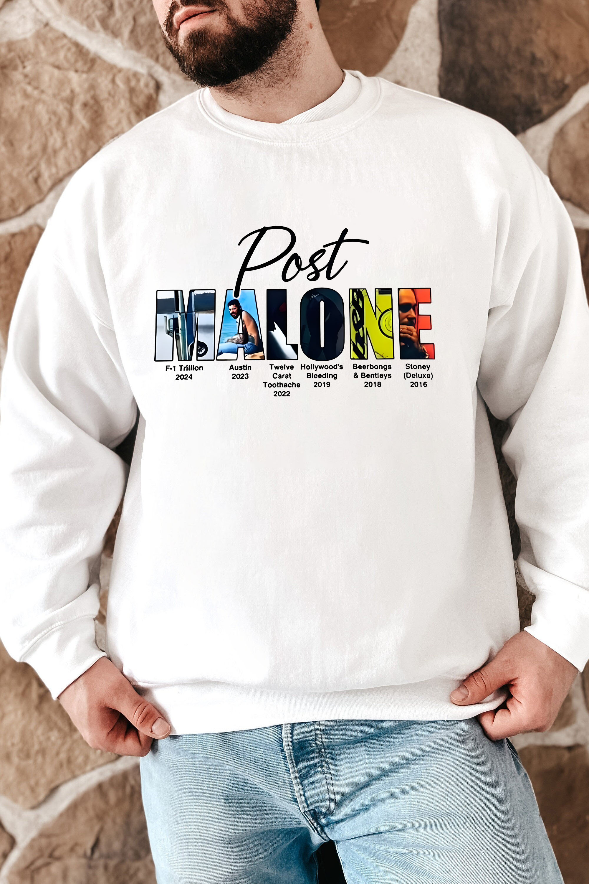 Retro post malone shirt vintage 90s style sweatshirt-Men