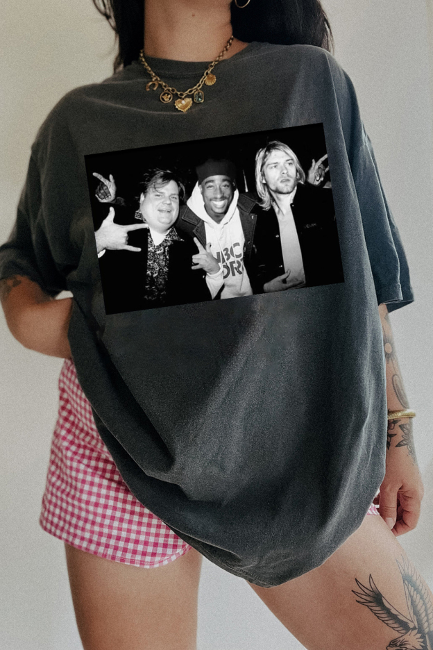 Chris Farley Pac Shakur and Kurt Cobain partying tshirt