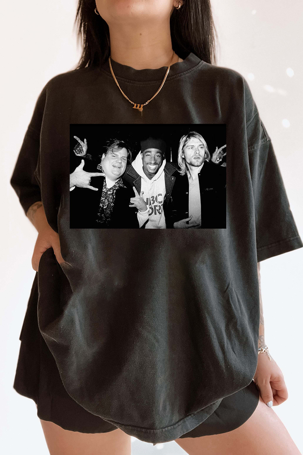 Chris Farley Pac Shakur and Kurt Cobain partying tshirt
