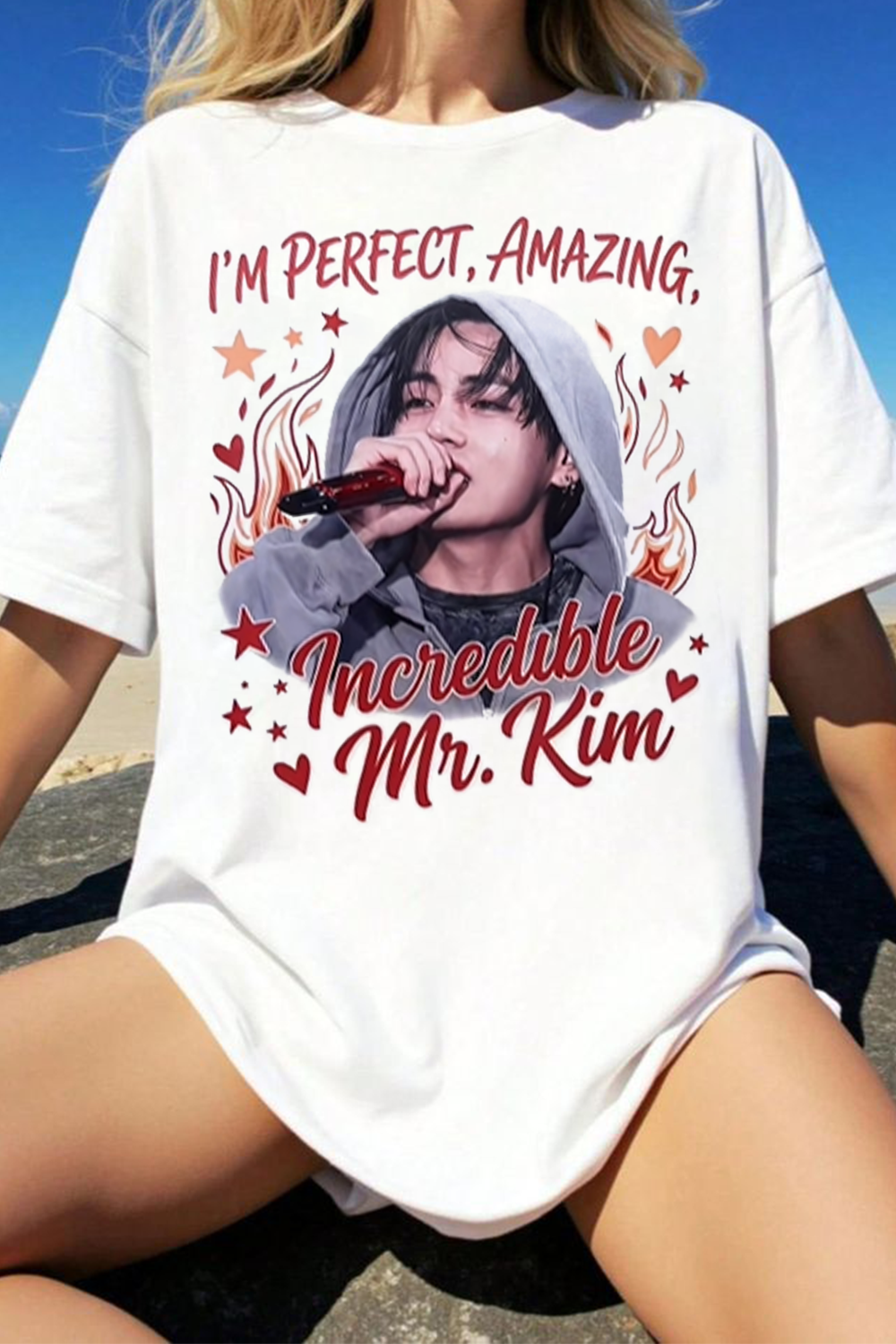 BTS V Mr.Kim Retro Fan Graphic T‑Shirt