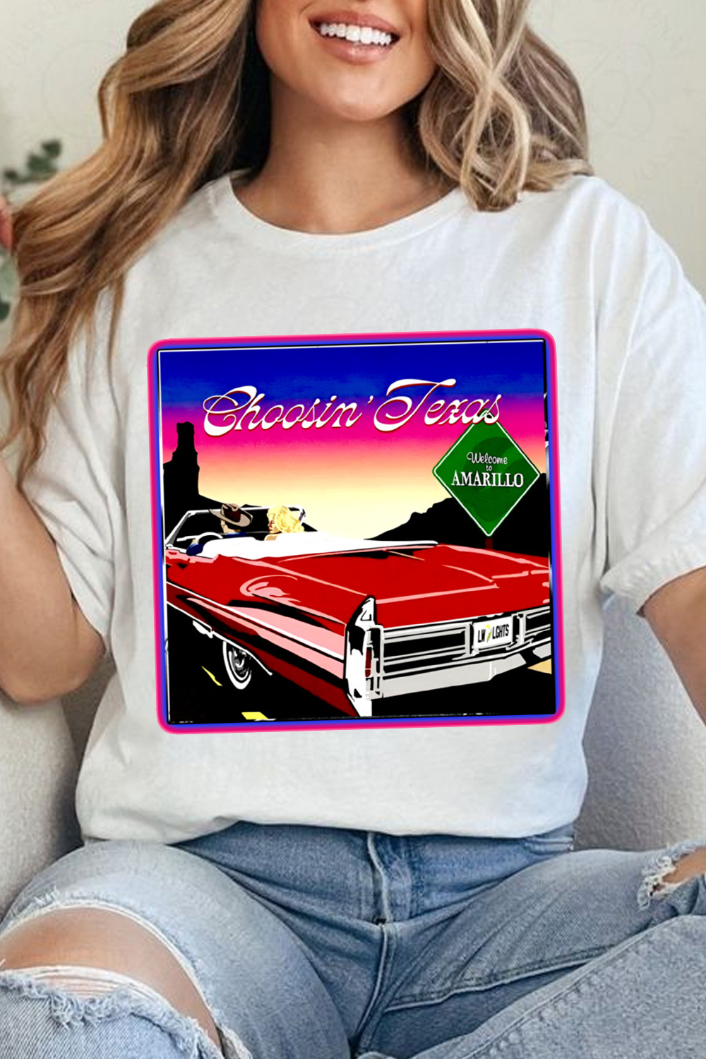 Shine Red Car In Glow Frame Tee