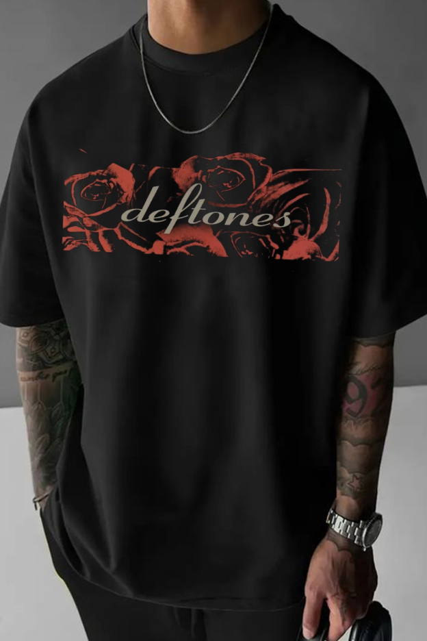 Deftones Rose Print Short-Sleeved T-shirt