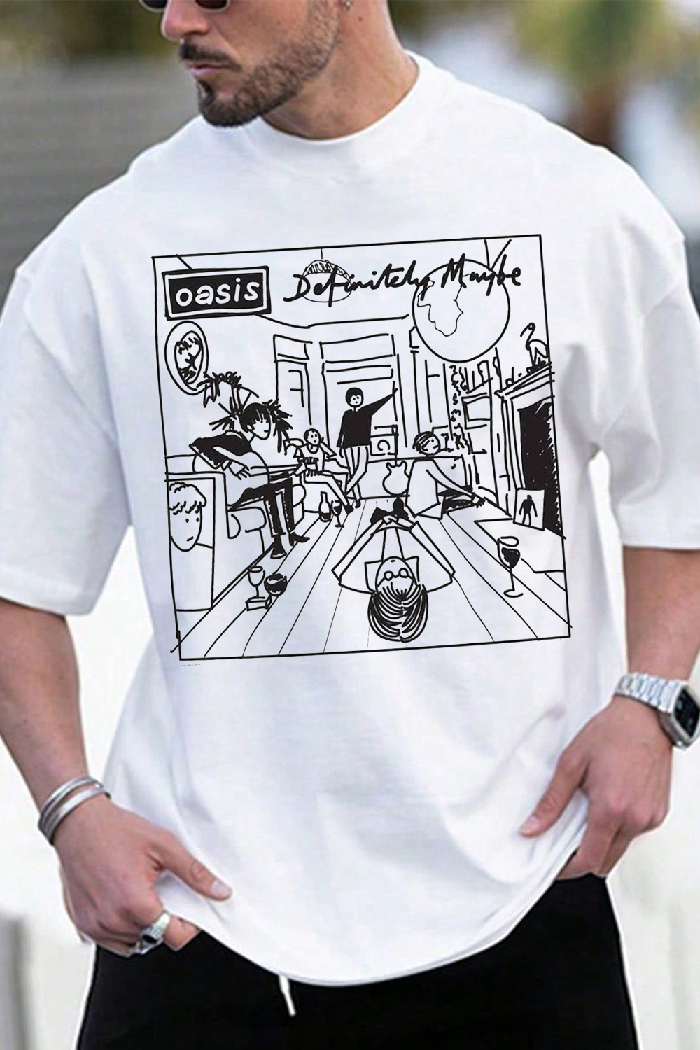 Oasis Stick Figure Print Short-sleeved T-shirt