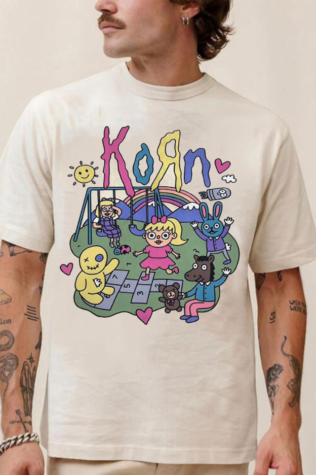 Korn Cartoon Print T-shirt