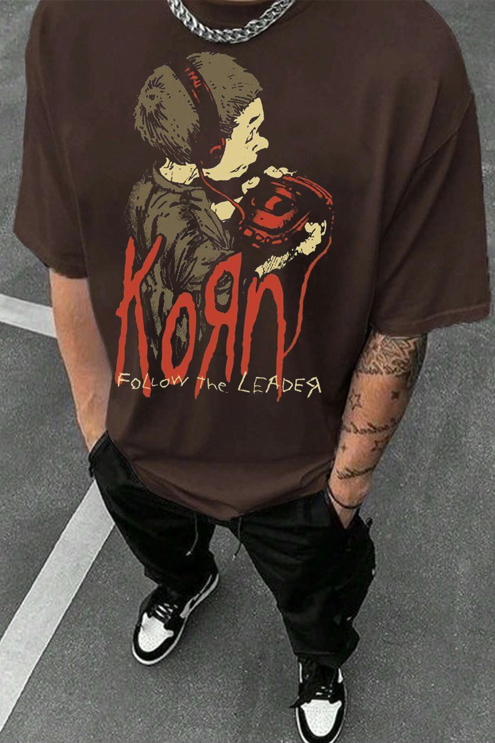 Korn Retro Cartoon Print T-Shirt