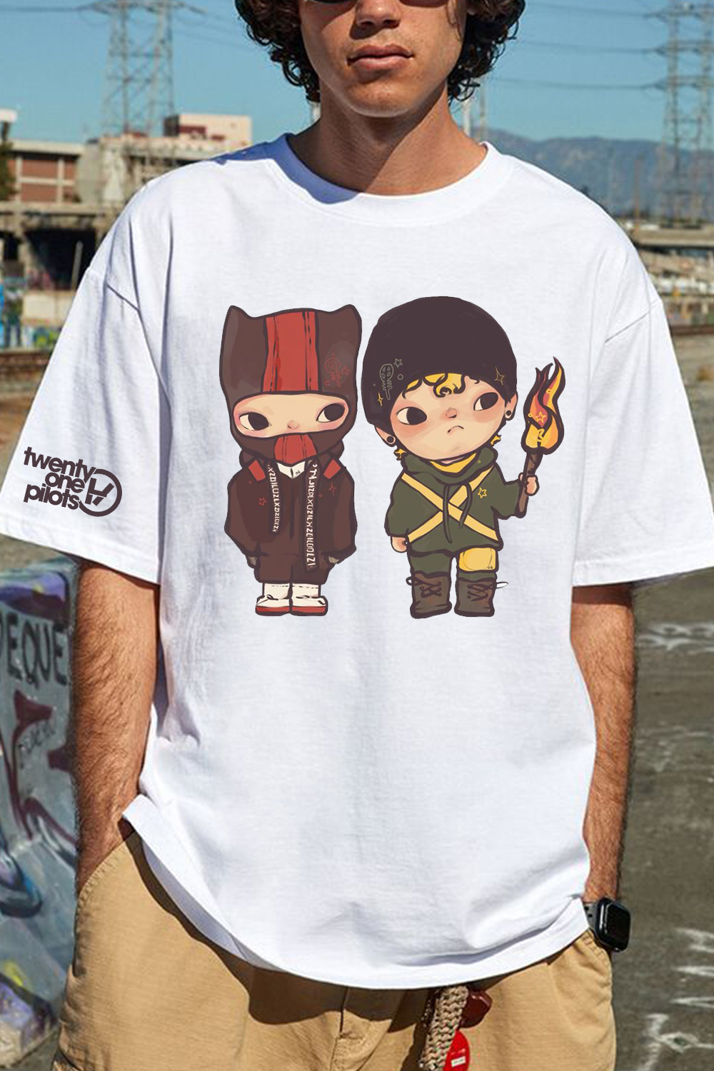 Twenty One Pilots Cartoon Print T-Shirt