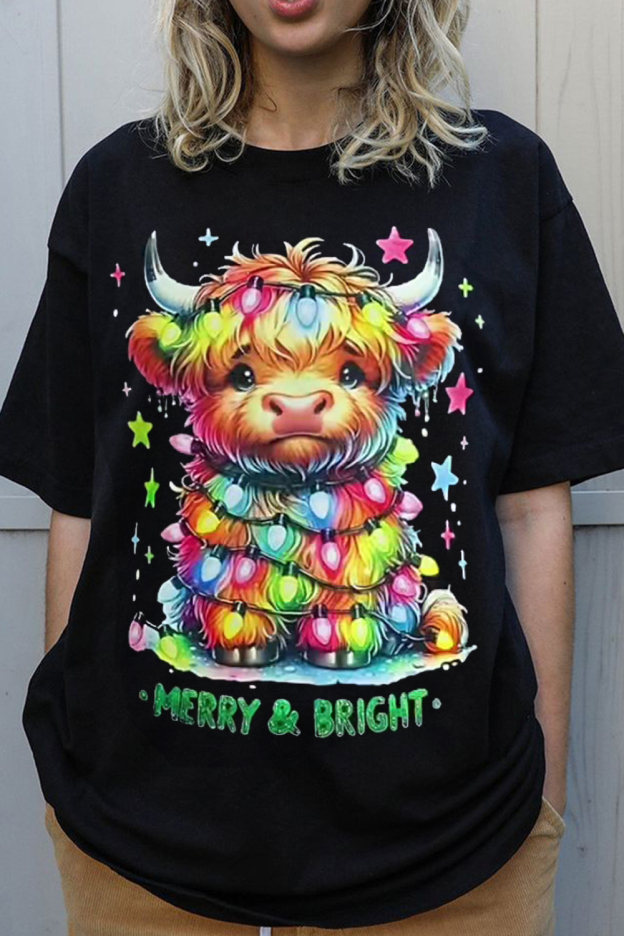 Christmas Cow Print T-Shirt