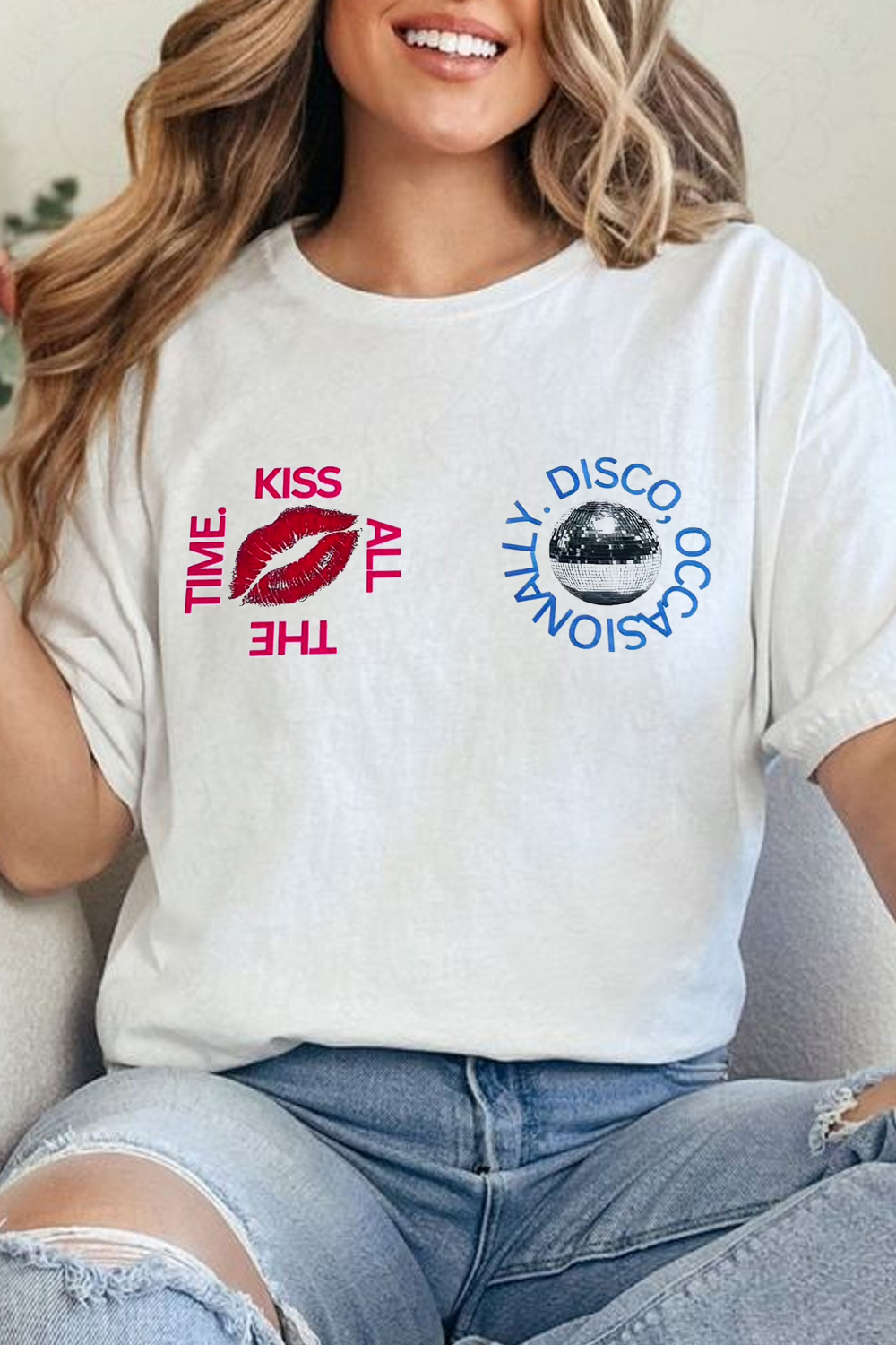 💋 🪩 Kiss All the Time Tee