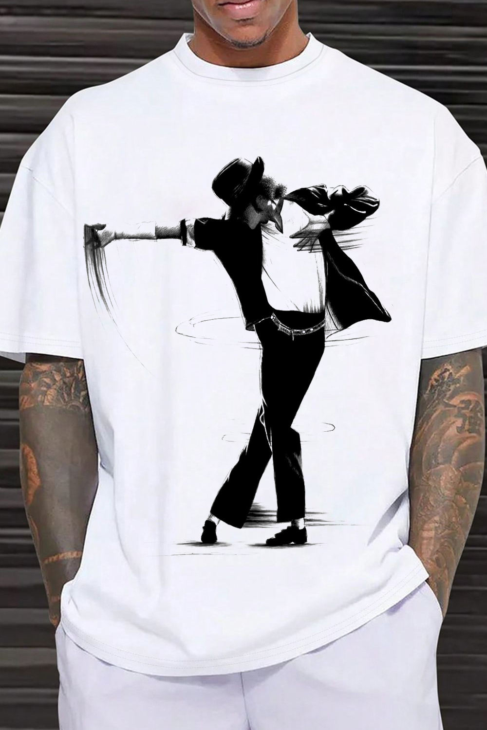 Michael Jackson Hand-Drawn Print T-Shirt