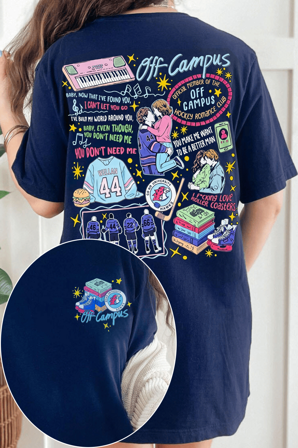 Off Campus Hockey Romance Doodle Shirt