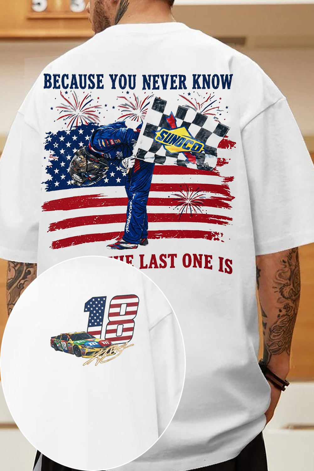Kyle Busch American Flag Racing Shirt
