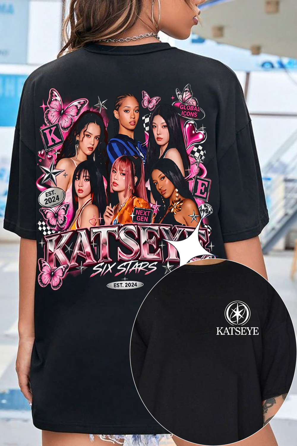 Katseye Six Stars Y2K Fan Tee