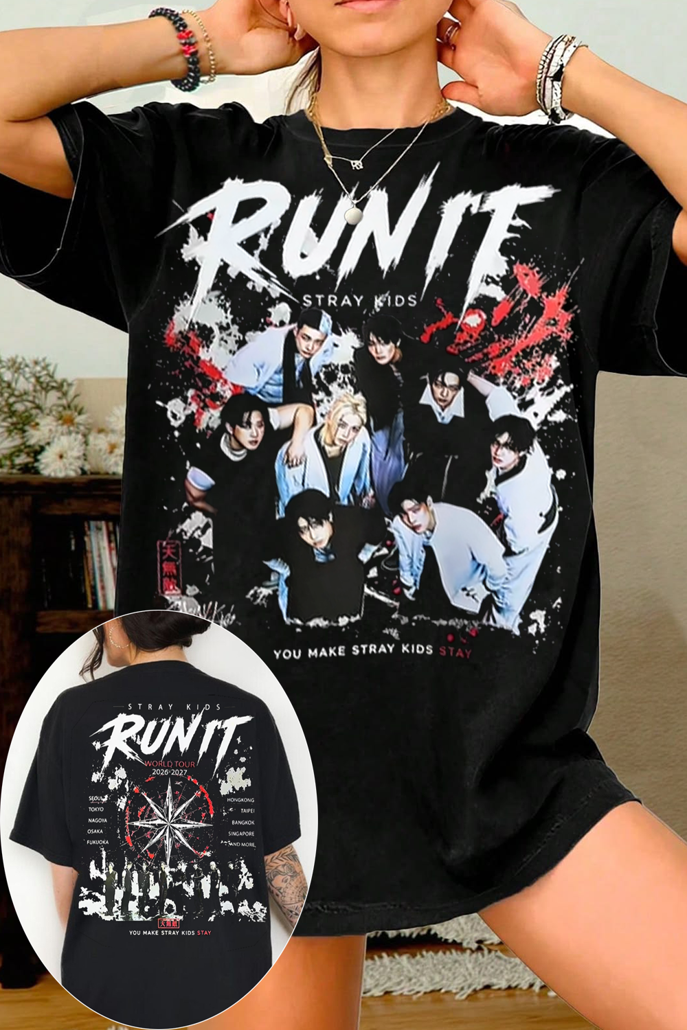 Stray Kids Run It World Tour Two-Sided Tee