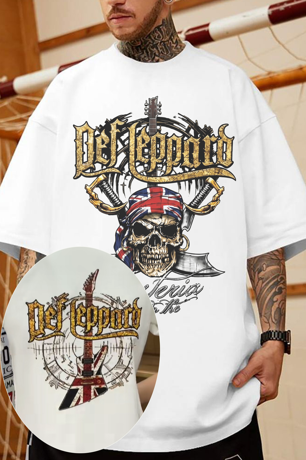 Def Leppard Skull Guitar Graphic T-Shirt