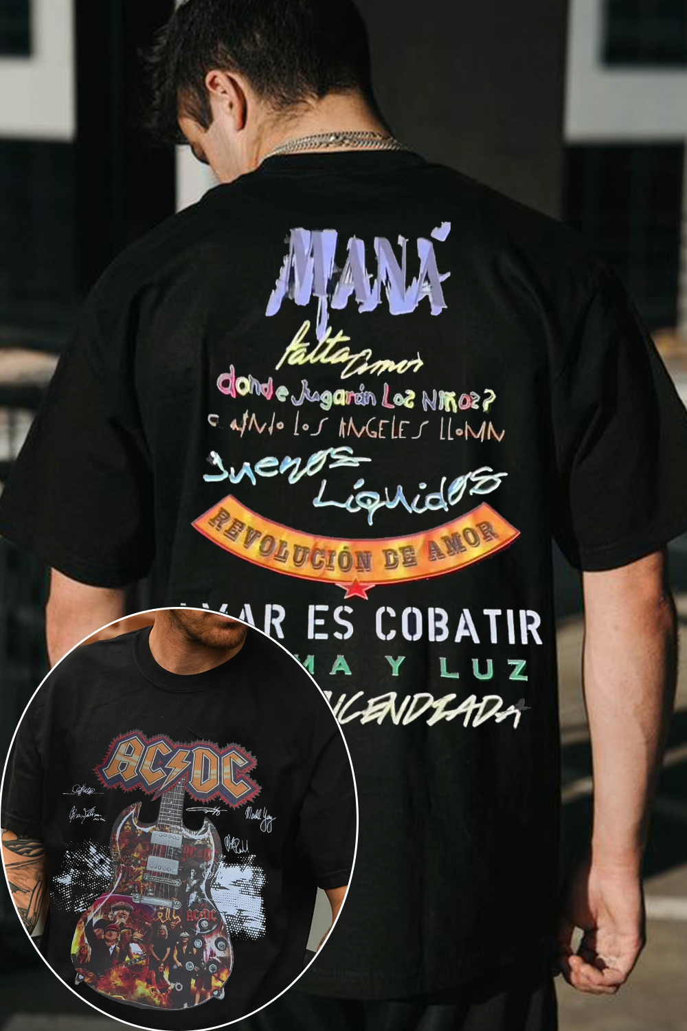 Maná Latin Rock Band Back Print T‑Shirt