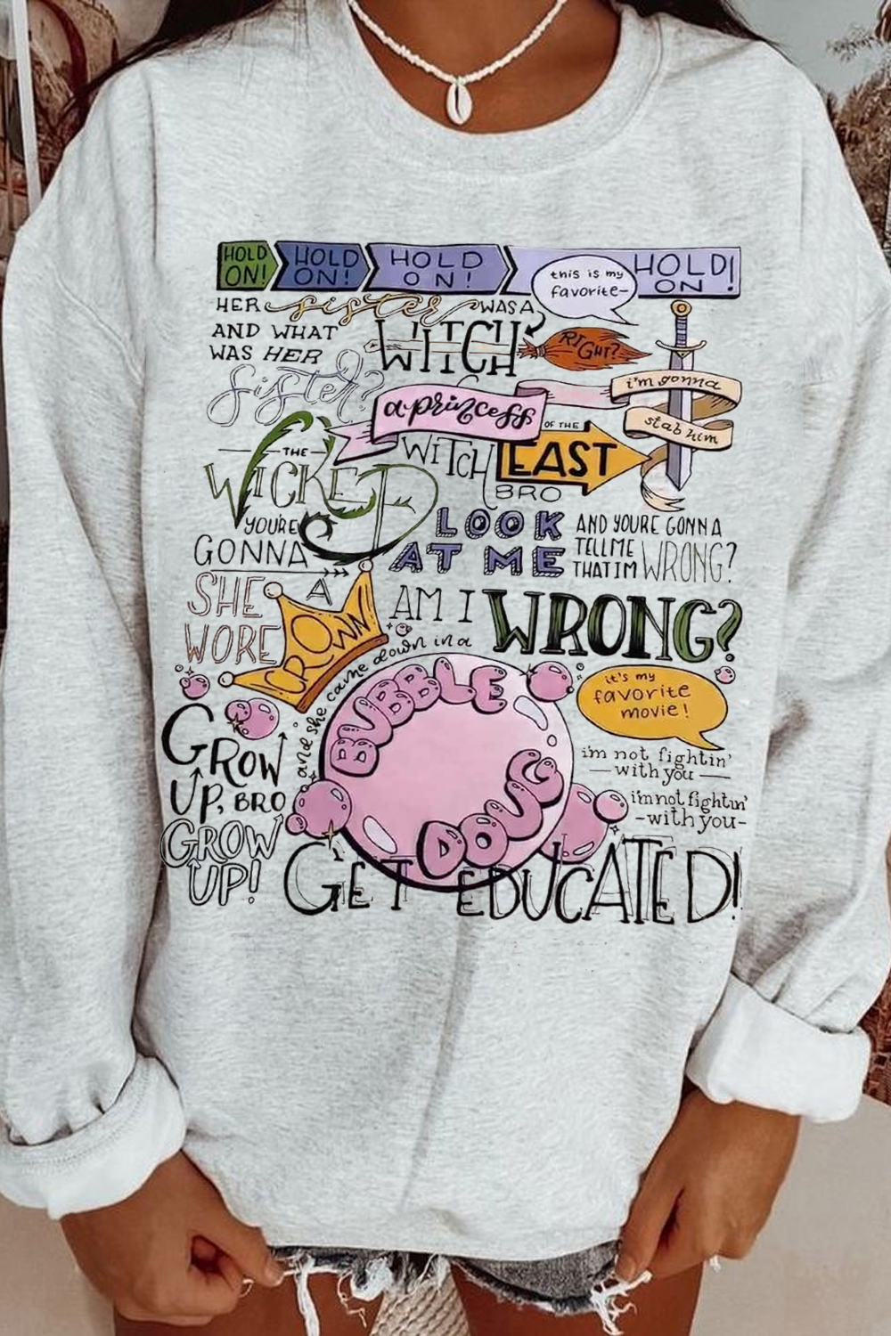 Wicked Lettering Crew Neck Sweatshirt