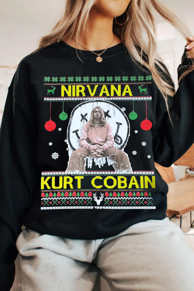 Kurt Conajn Nirvana Christmas Sweatershirt