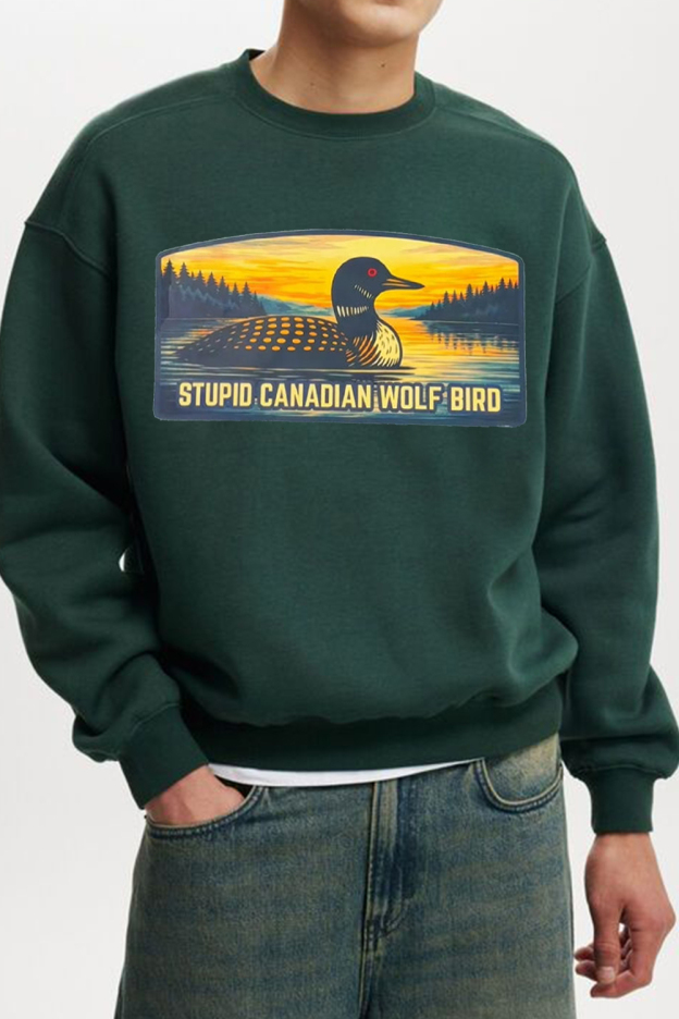 Funny Retro Canadian Wolf Bird Sweatshirt