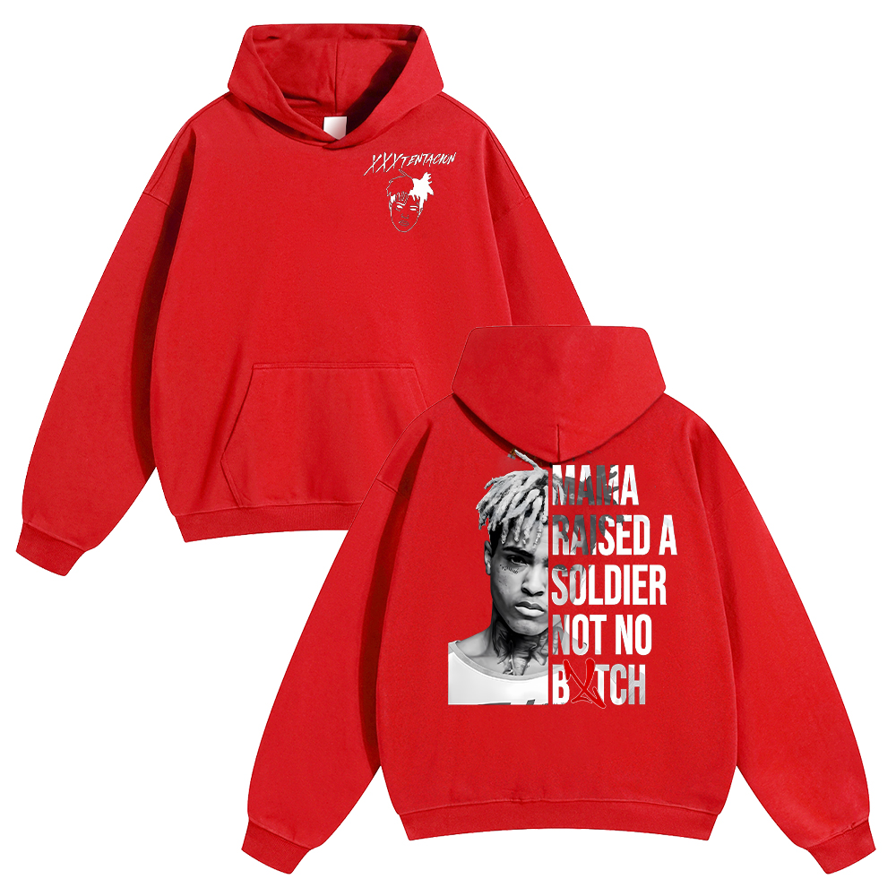 XXXTentacion Hoodie – Mama Raised A Soldier Shirt, Vintage Rapper 2-Sided Graphic T-Shirt & Sweatshirt