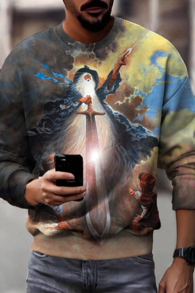 Lord of the Rings oil painting retro print loose short-sleeved T-shirt