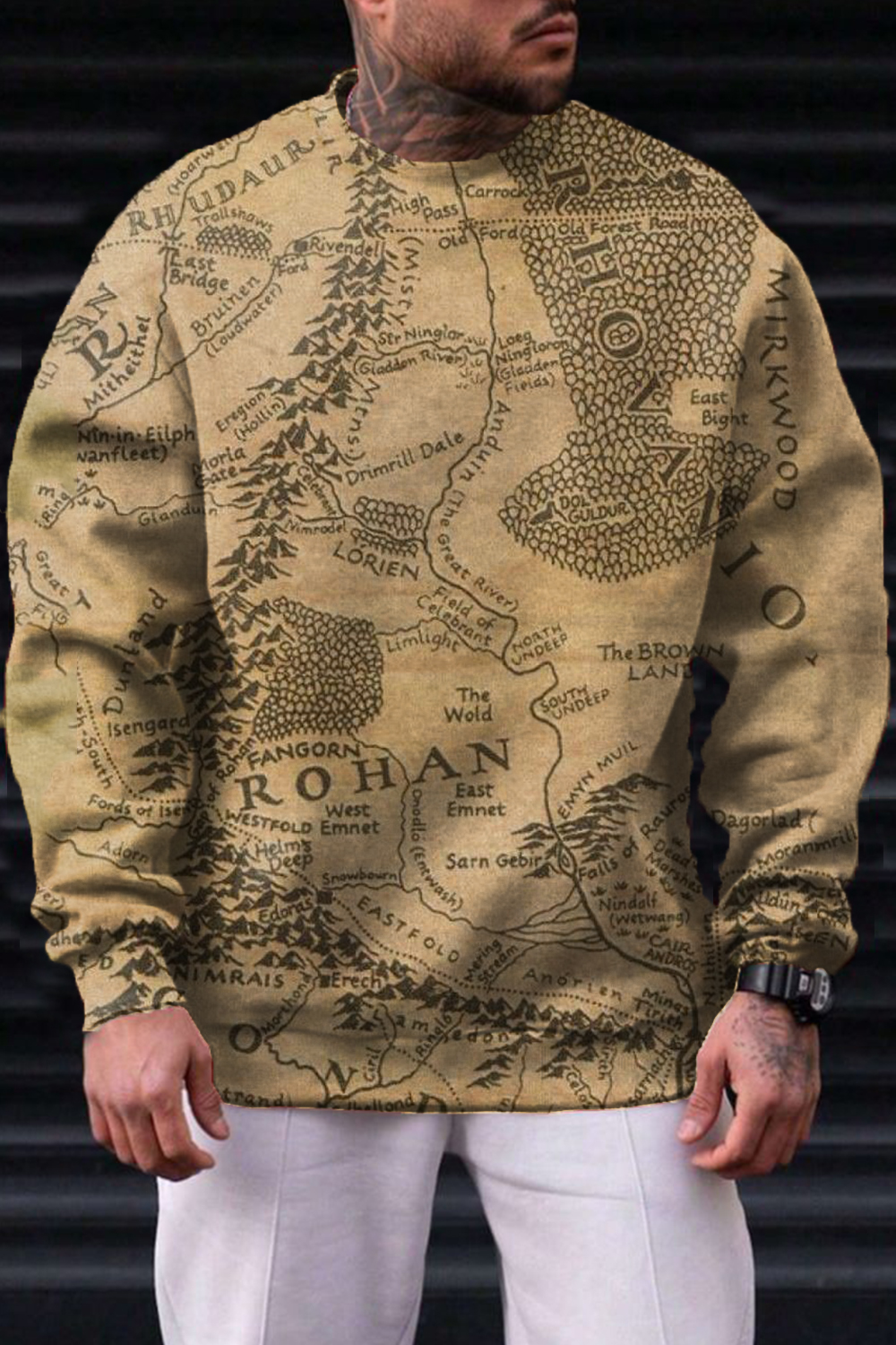 Lord of the Rings map print loose short-sleeved T-shirt