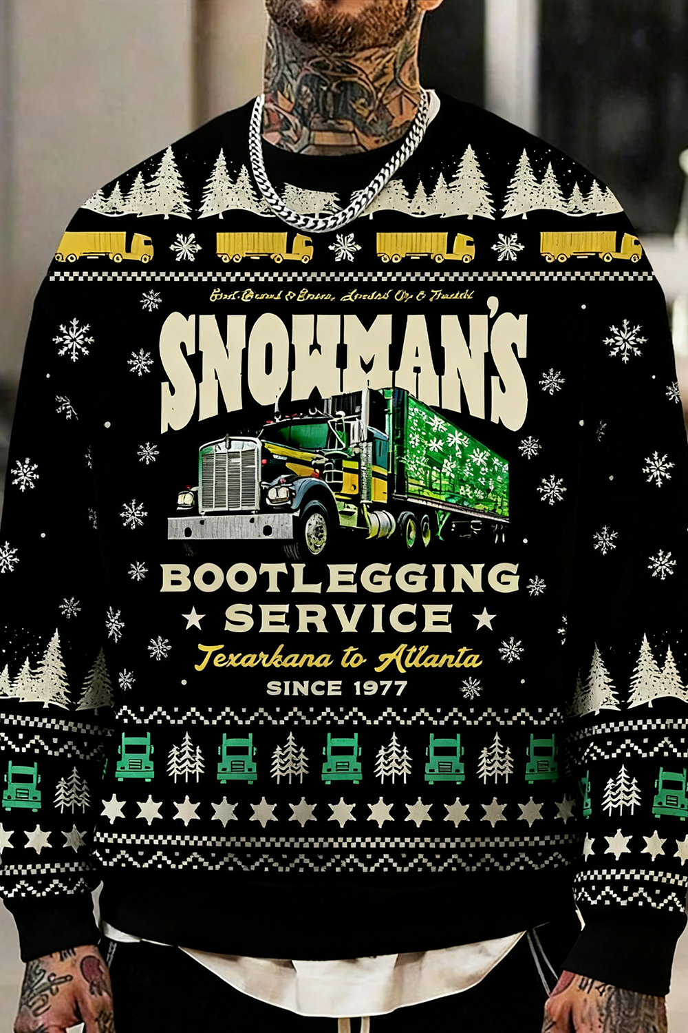 Snowman's Bootlegging Service Ugly Christmas Sweatshirt