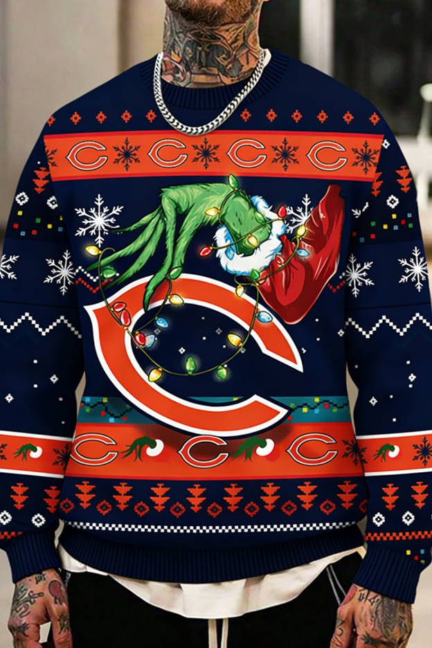 Ugly Christmas Sweater Chicago-Bears, Grinch
