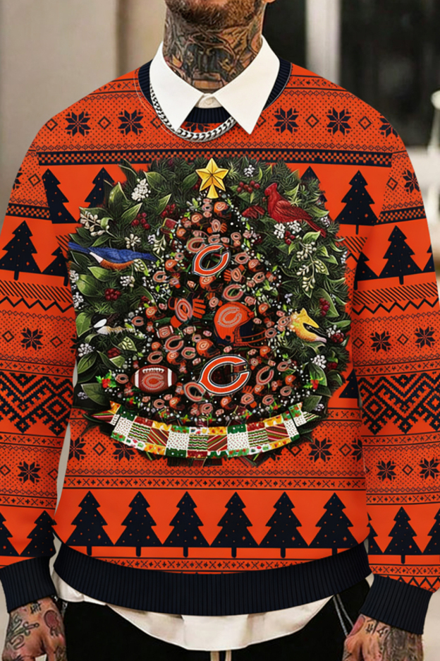 Ugly Christmas Sweater Chicago-Bears, Tree Ball Christmas