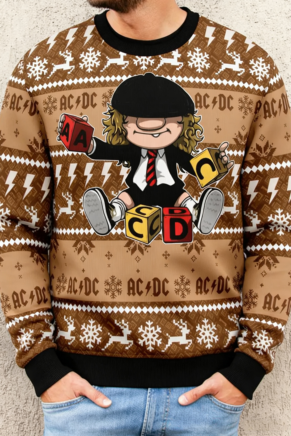 Brian Johnson AC/DC Ugly Christmas Sweater