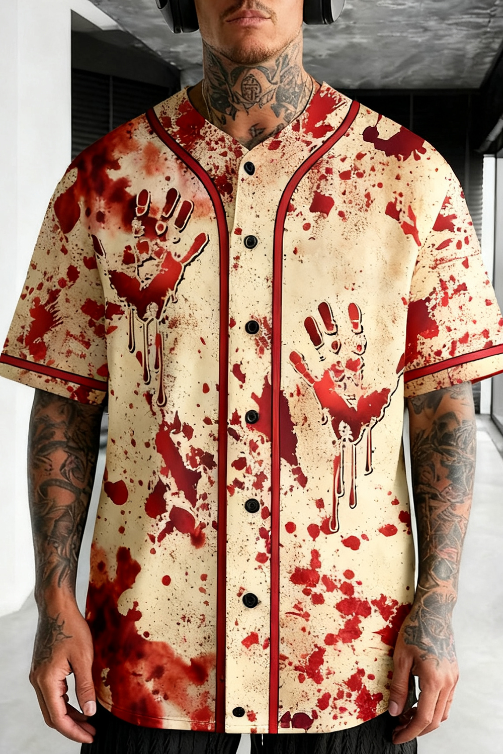 Custom Bloody Halloween Baseball Jersey