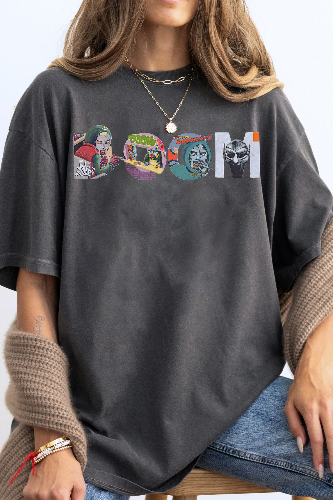 MF "DOOM" Type Collage Print T-Shirt