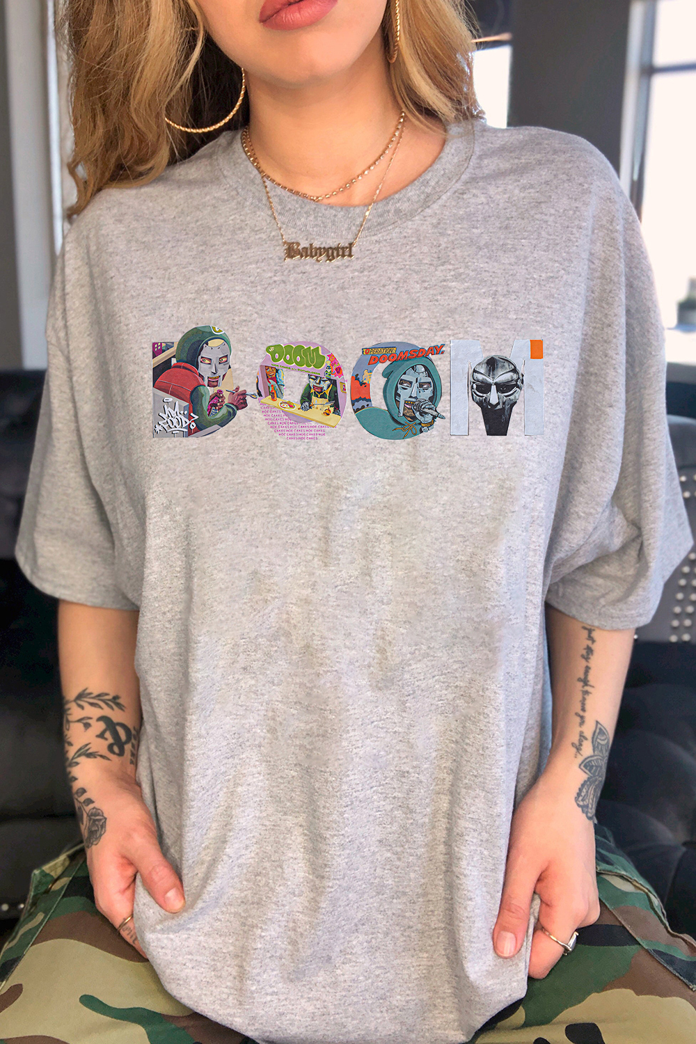 MF "DOOM" Type Collage Print T-Shirt
