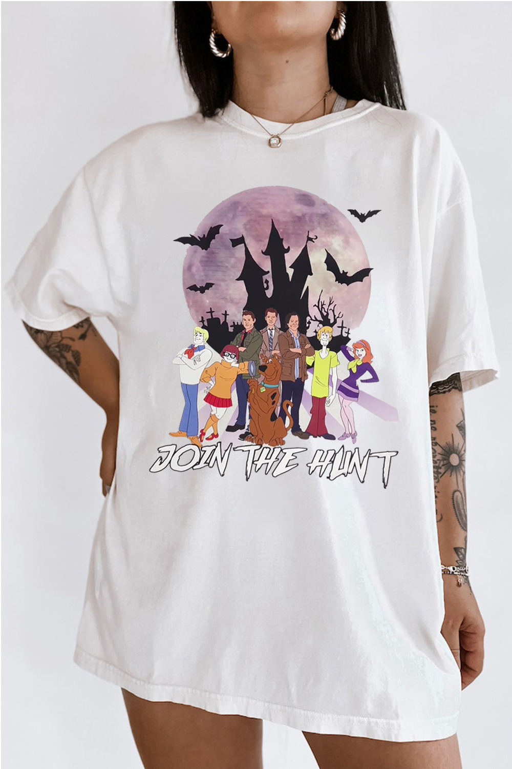 Supernatural cartoon personality print short-sleeved T-shirt