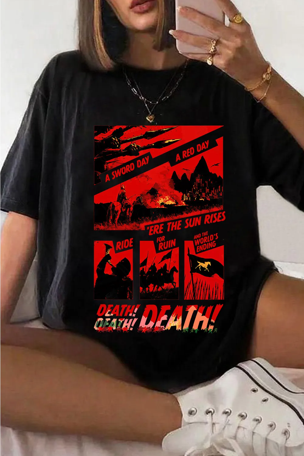 Lord of the Rings-Cycling Print Short Sleeve T-Shirt