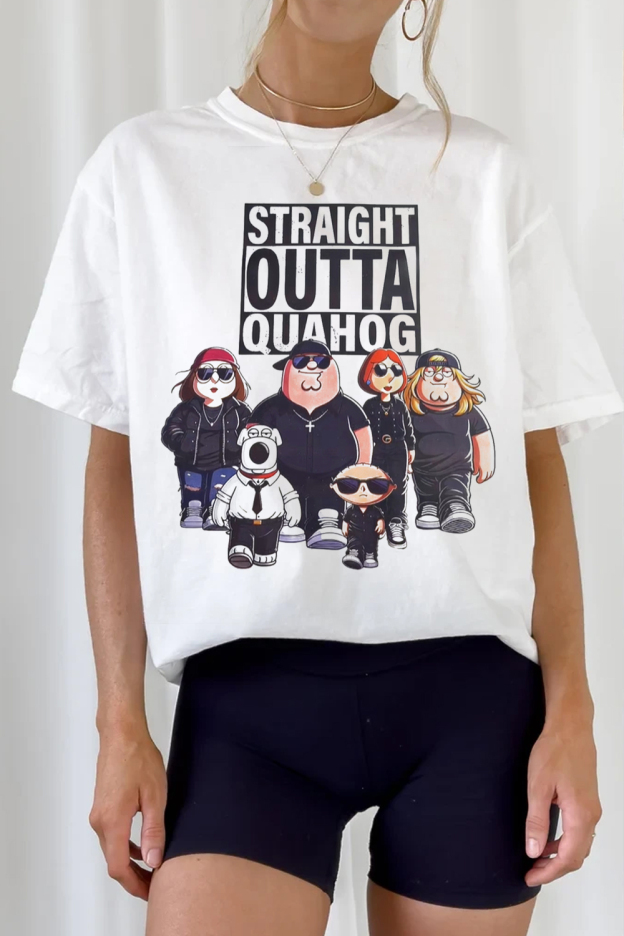straight outta quahog cartoon t-shirt