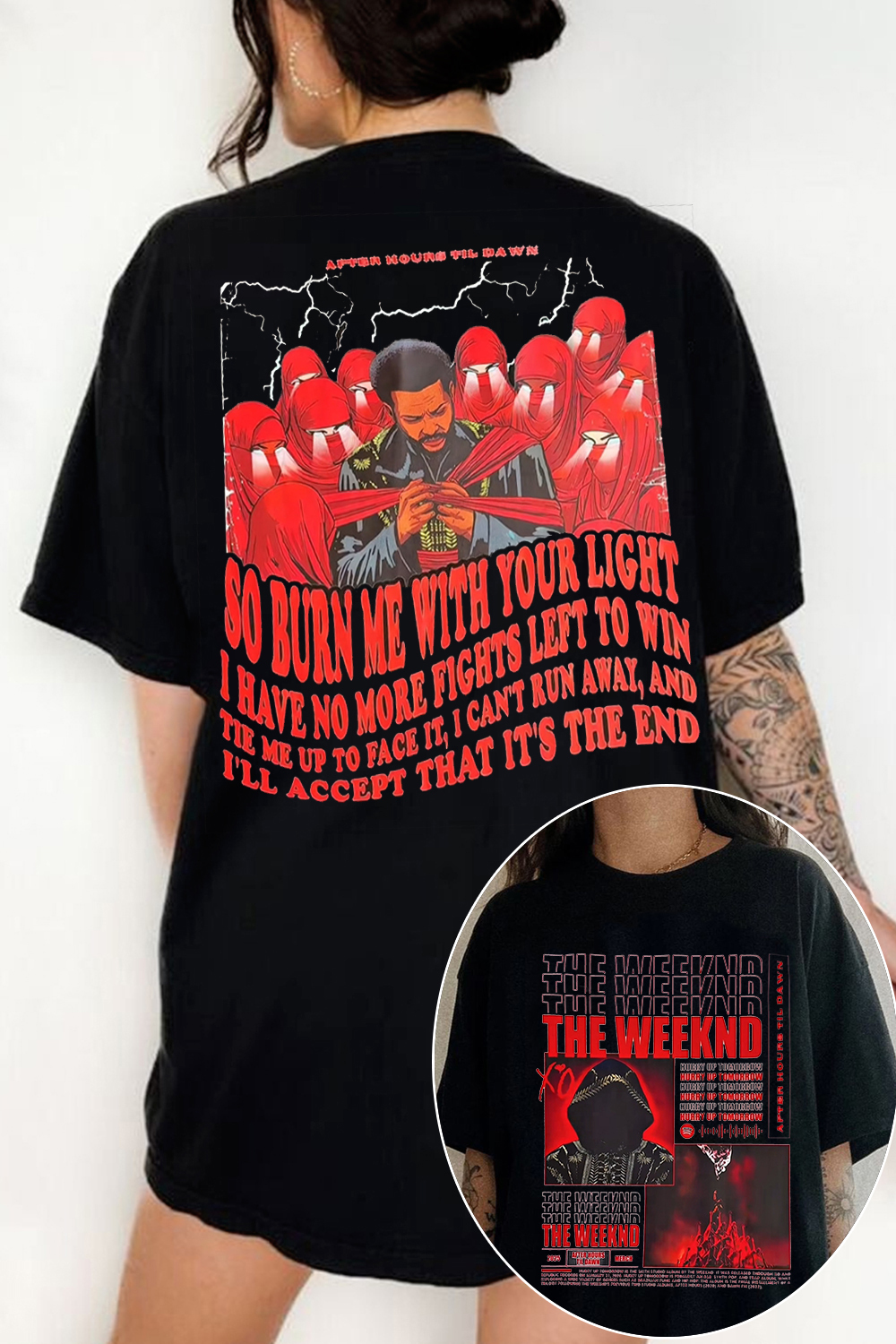 theweeknd 2 side printing  T-SHIRT