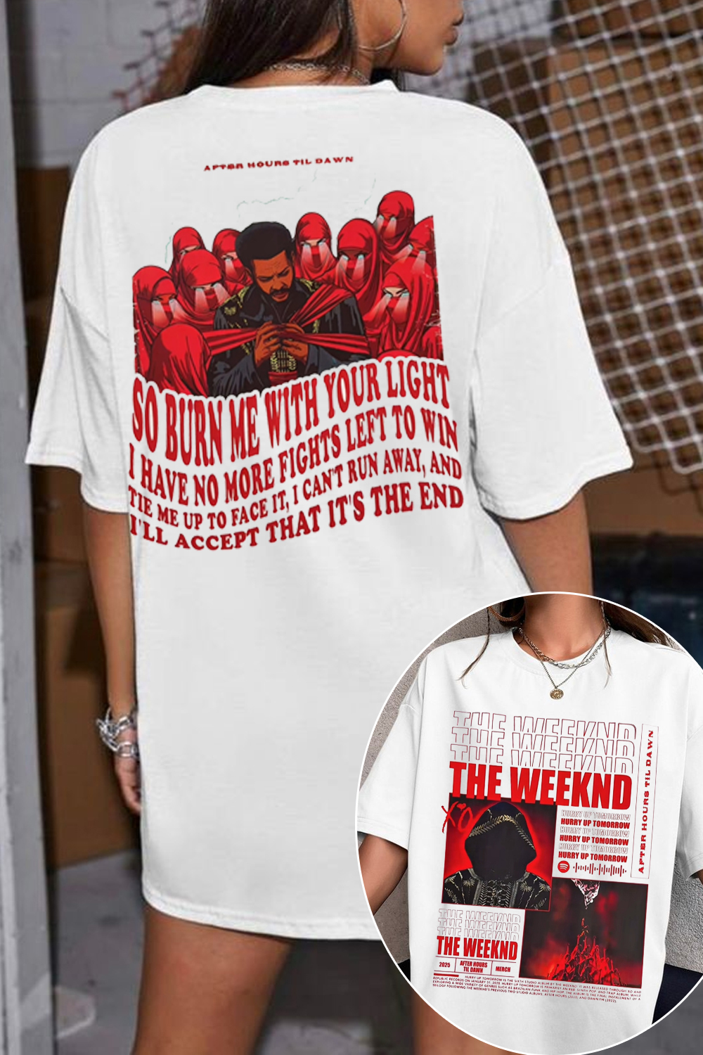 theweeknd 2 side printing  T-SHIRT