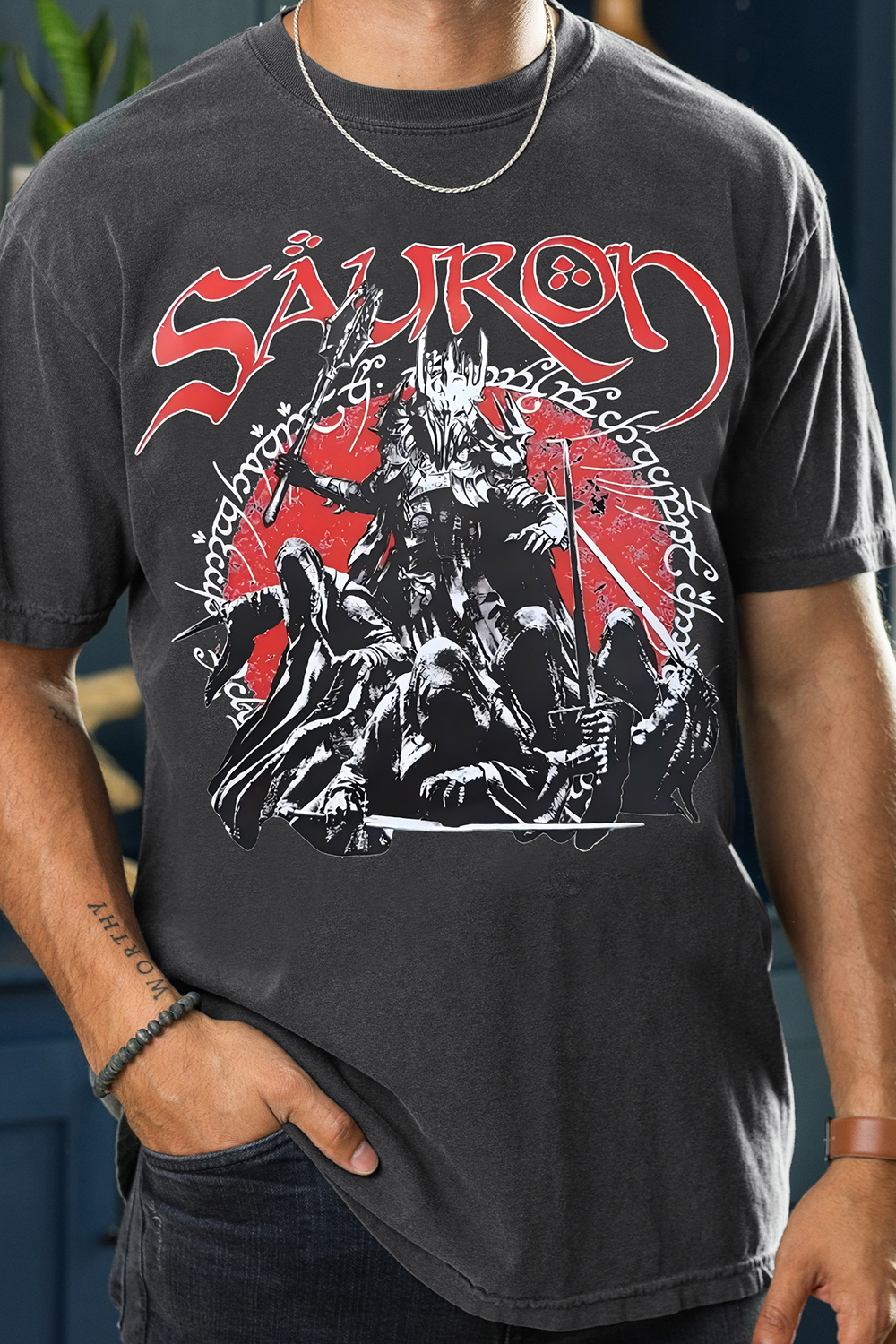 LOTR Fantasy Tolkien Sauron Graphic Tee For Men
