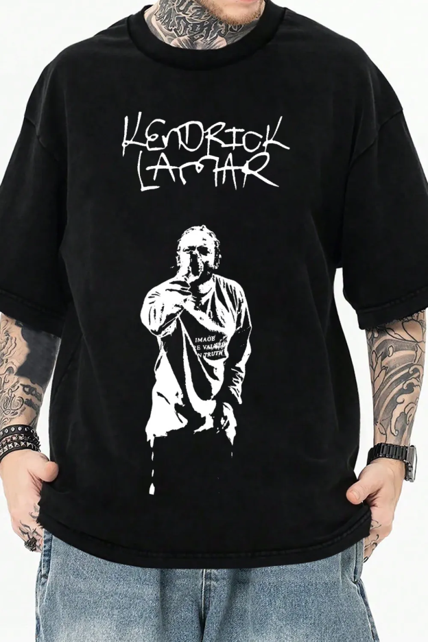 Letter KENDRICK LAMAR Graphic T-Shirt Tee for Men