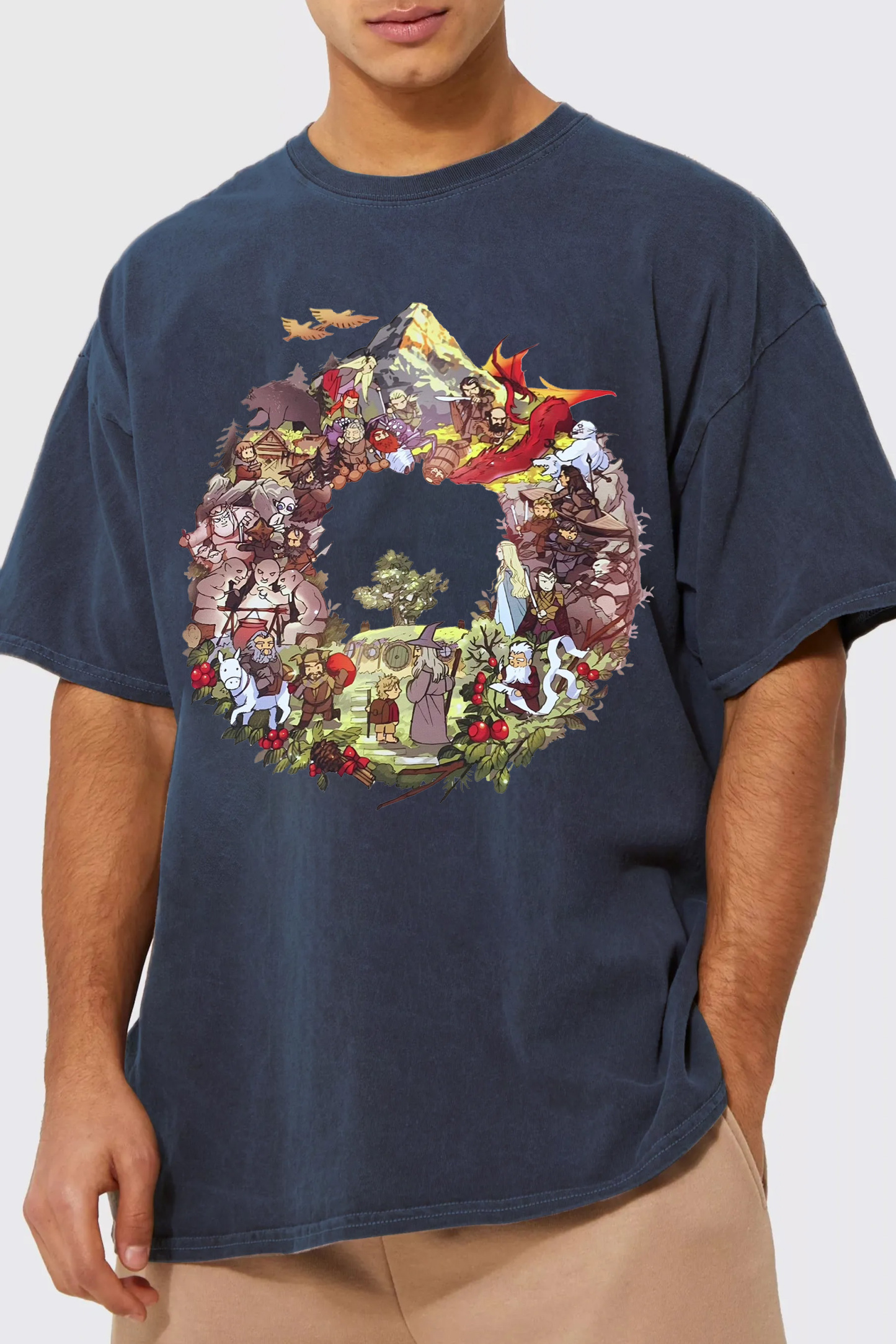 Lord of the Rings cartoon casual print short-sleeved men's T-shirt