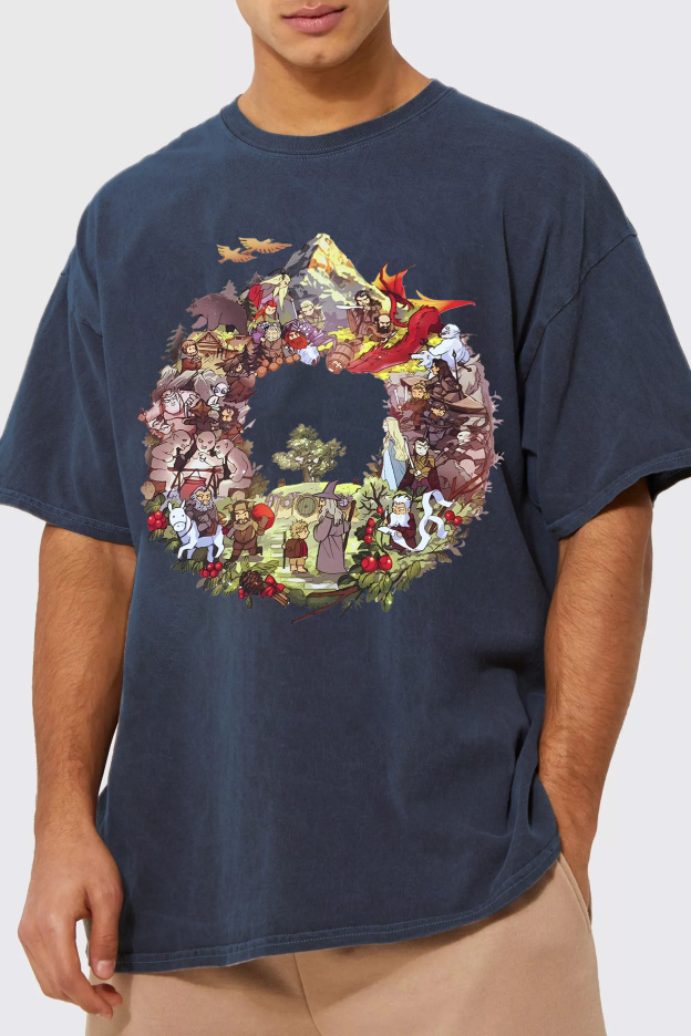 Lord of the Rings cartoon casual print short-sleeved men's T-shirt