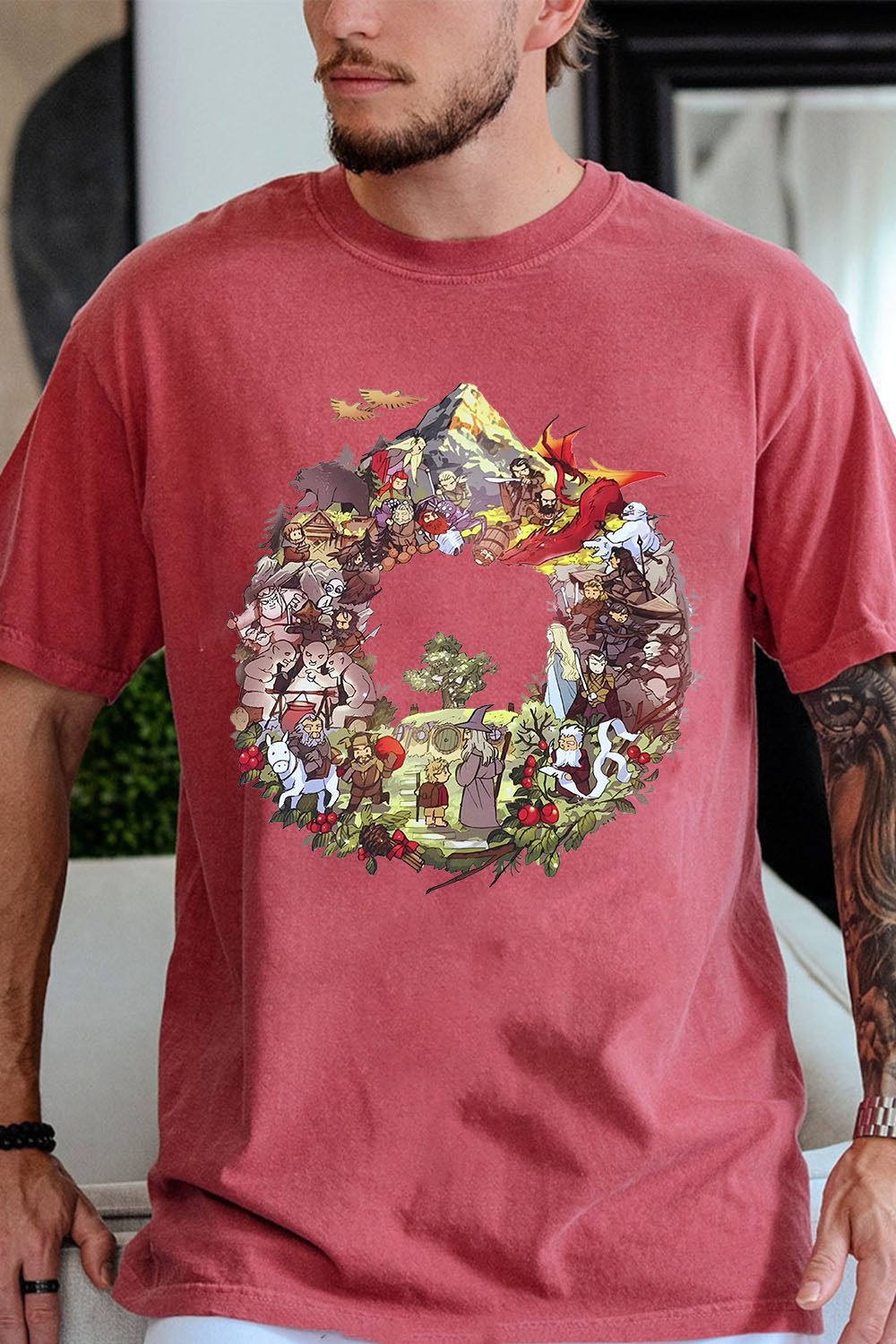 Lord of the Rings cartoon casual print short-sleeved men's T-shirt