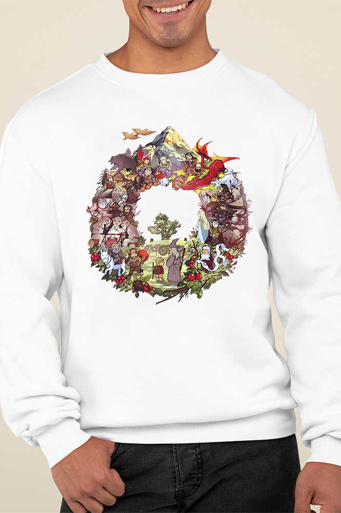 Lord of the Rings Cartoon Print Round Neck Men's Sweatshirt