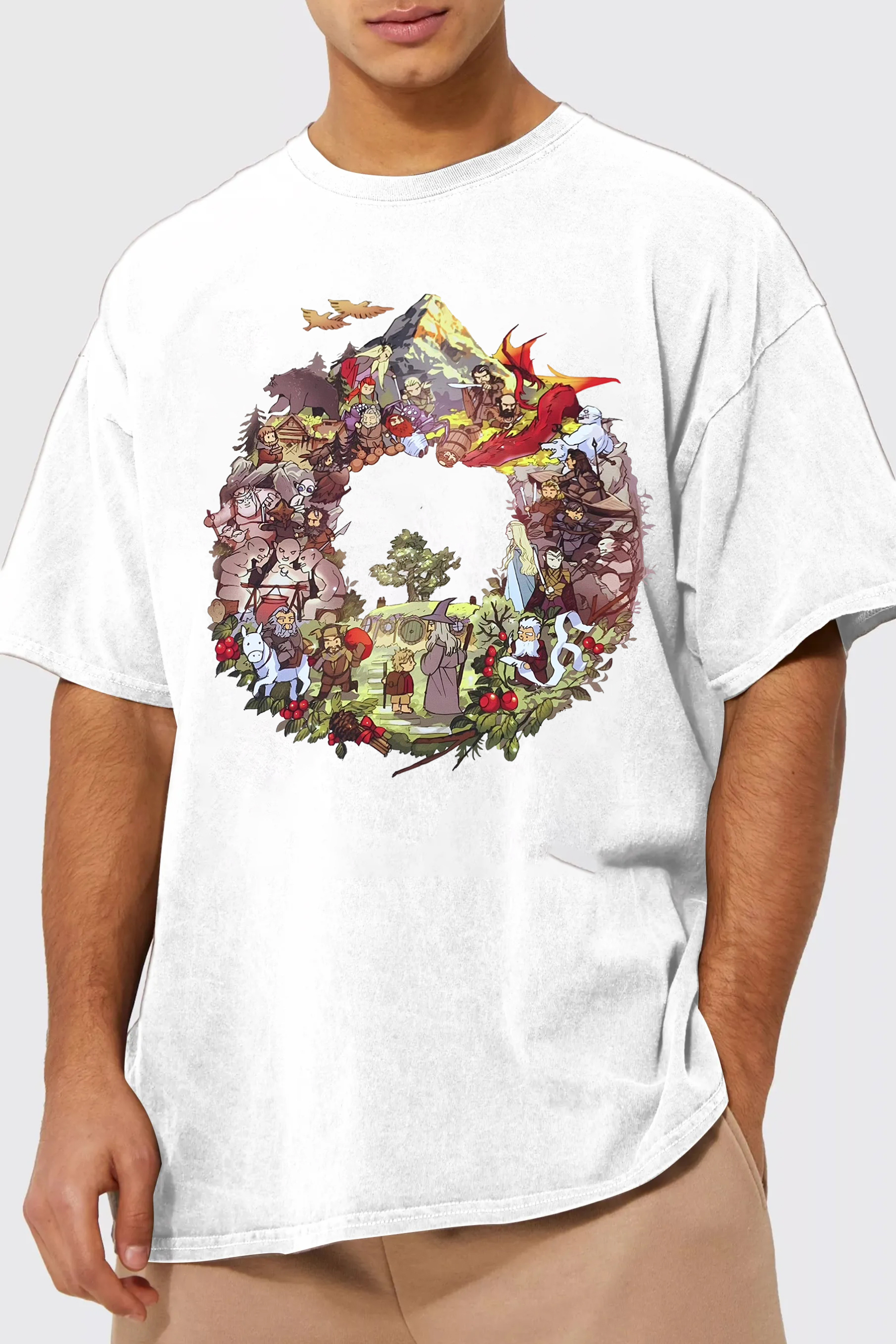 Lord of the Rings cartoon casual print short-sleeved men's T-shirt
